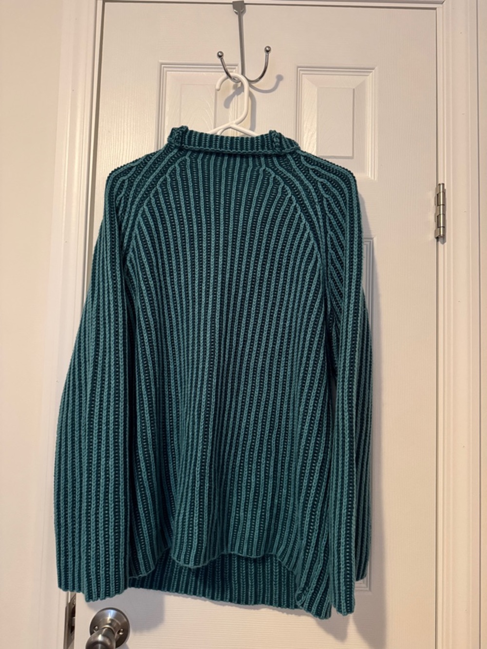 Ribbed Knit Teal Women's Sweater